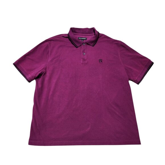 Banana Republic Organic Pique Tipped Polo Shirt XL‎ Purple Short Sleeve Mens - Picture 9 of 9